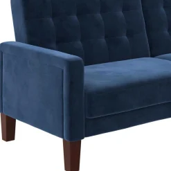 Hot Wohnen Retro Bettsofa in Blau Samt - Silvaria