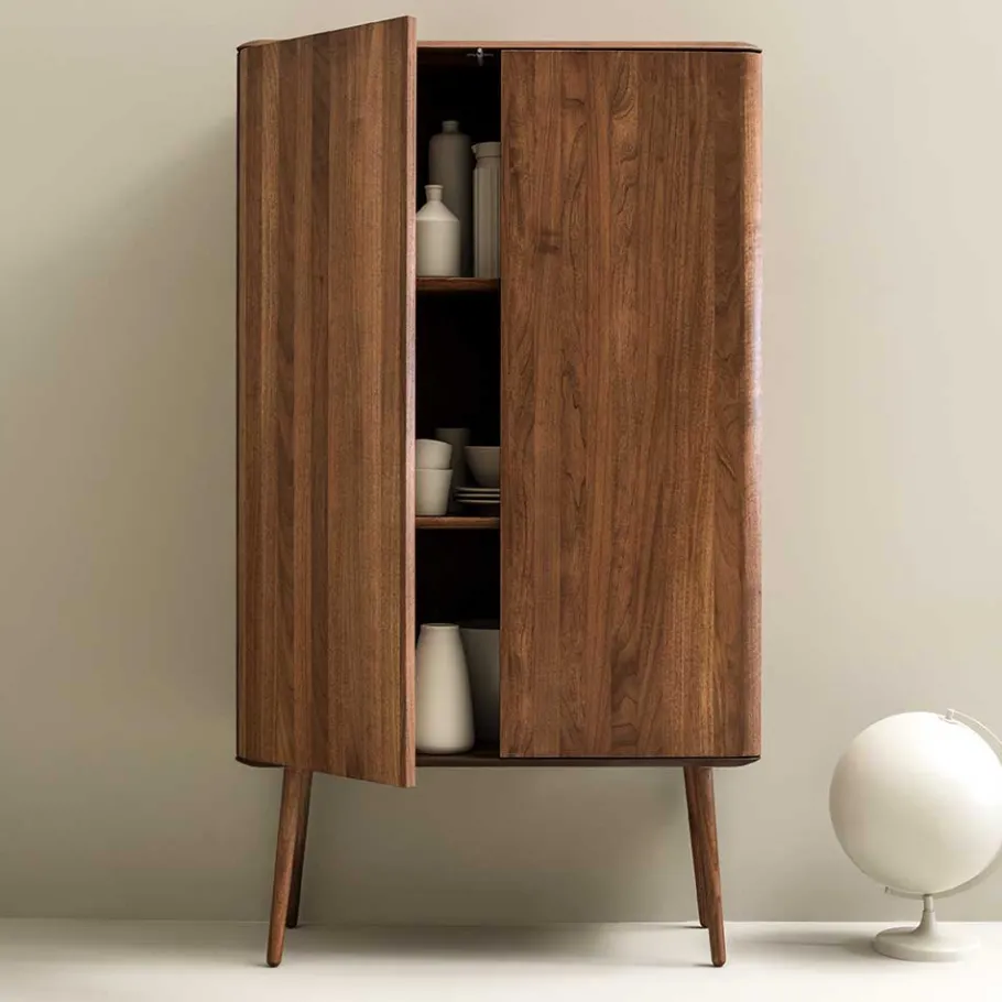 Best Wohnen Retro Chic Highboard aus Nussbaum - Rivossa