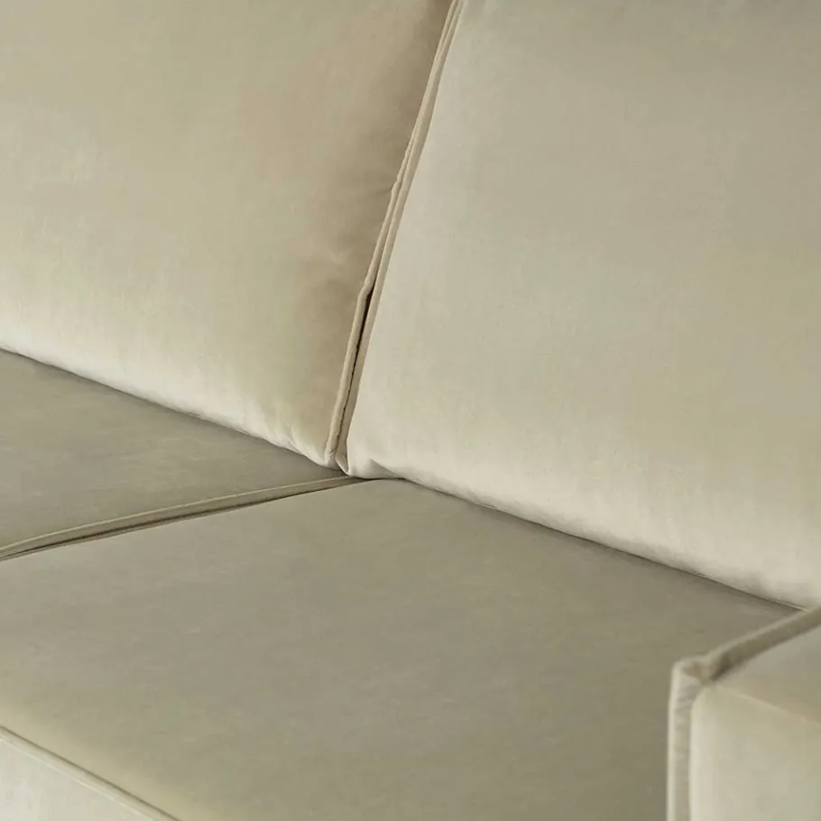 Wohnen Retro Couch aus Samt in Graugrün - Vontada