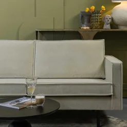 Wohnen Retro Couch aus Samt in Graugrün - Vontada
