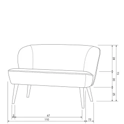 Hot Wohnen Retro Couch in Khaki Samtstoff - Griffina