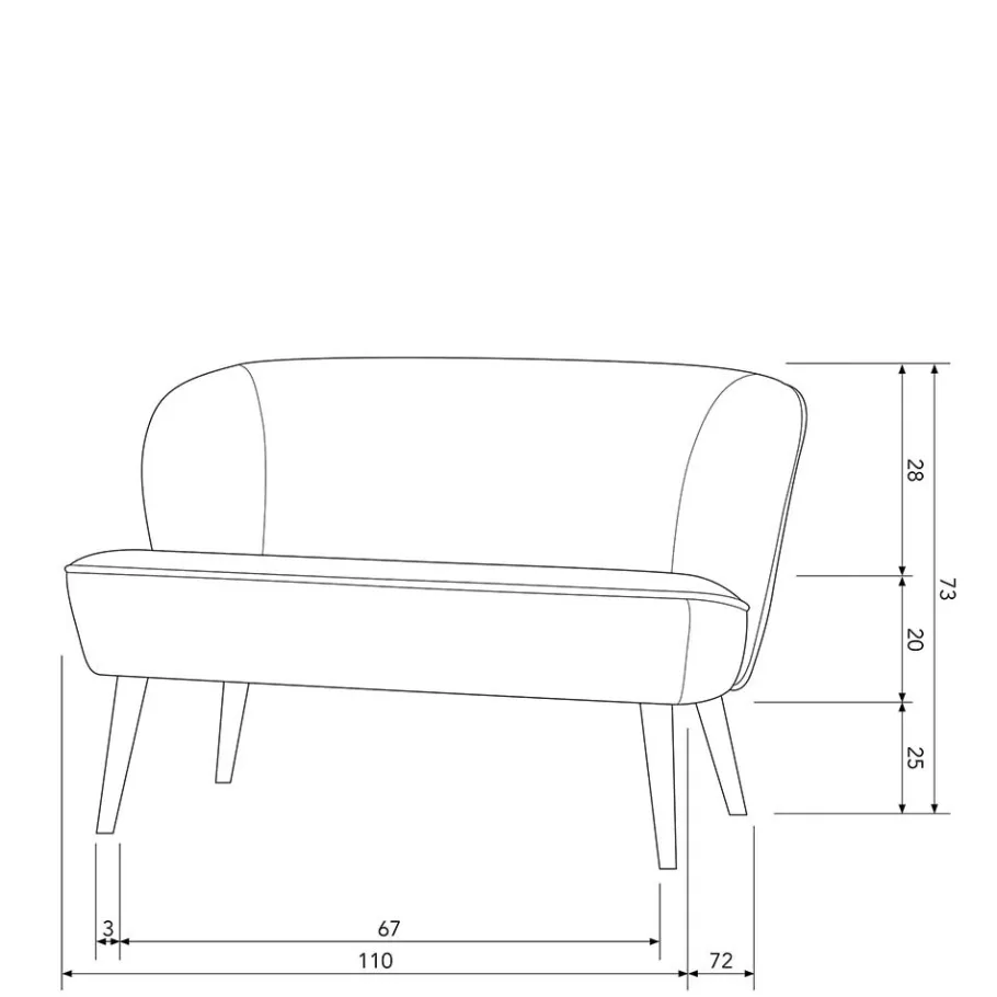 Hot Wohnen Retro Couch in Khaki Samtstoff - Griffina