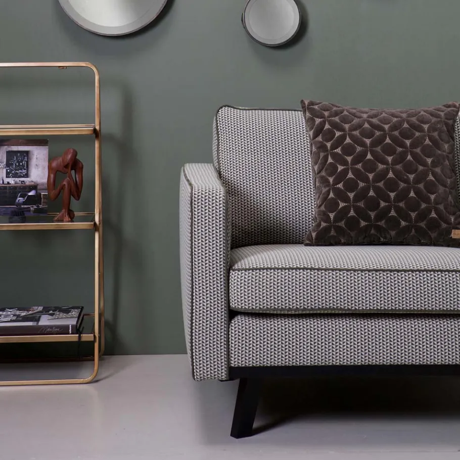 New Wohnen Retro Couch Pluggia in Grün gemustert