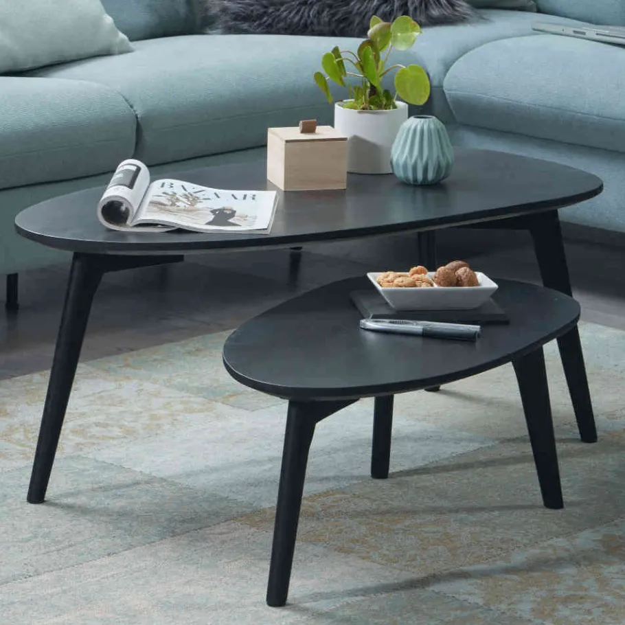 Outlet Wohnen Retro Design Couchtische 2-Satz - Zarinas (zweiteilig)