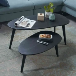 Outlet Wohnen Retro Design Couchtische 2-Satz - Zarinas (zweiteilig)