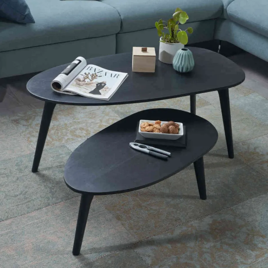 Outlet Wohnen Retro Design Couchtische 2-Satz - Zarinas (zweiteilig)