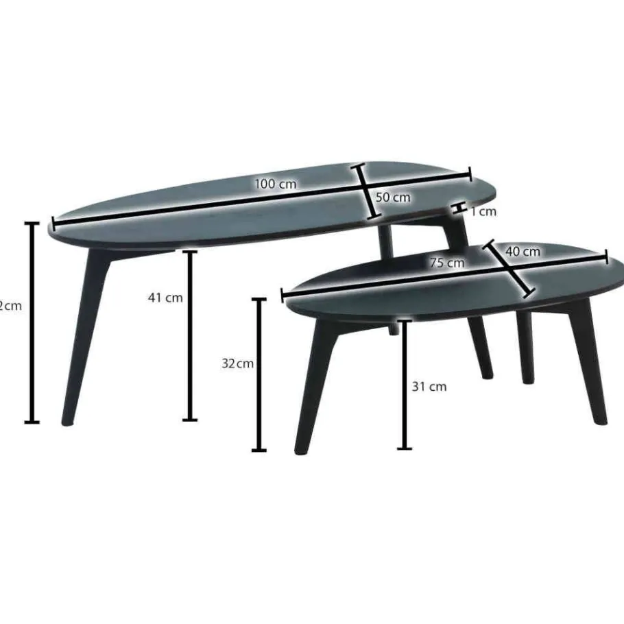 Outlet Wohnen Retro Design Couchtische 2-Satz - Zarinas (zweiteilig)