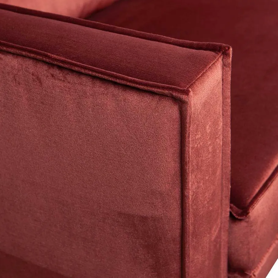 Best Wohnen Retro Design 2er Couch in Rotbraun Samt - Enzing