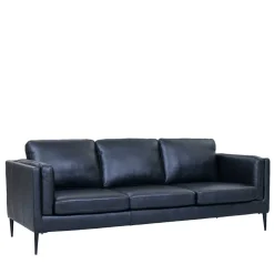 Sale Wohnen Retro Design Ledercouch in Schwarz - Griffina