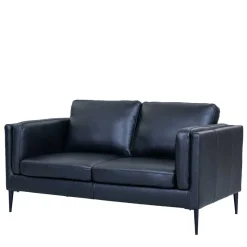 Sale Wohnen Retro Design Ledercouch in Schwarz - Griffina
