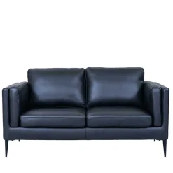 Sale Wohnen Retro Design Ledercouch in Schwarz - Griffina