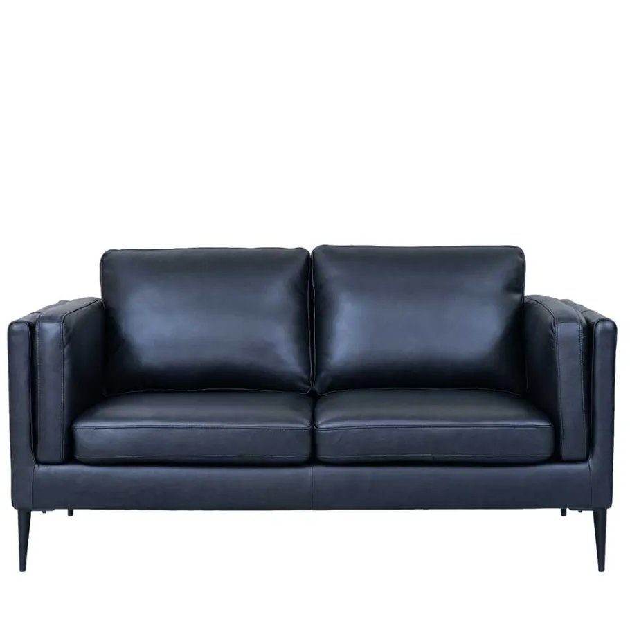 Sale Wohnen Retro Design Ledercouch in Schwarz - Griffina