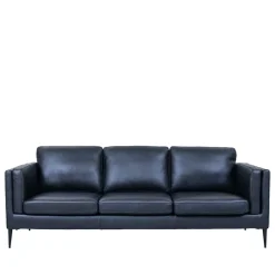 Sale Wohnen Retro Design Ledercouch in Schwarz - Griffina