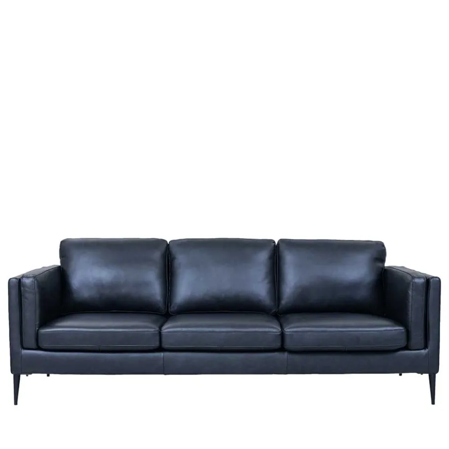 Sale Wohnen Retro Design Ledercouch in Schwarz - Griffina