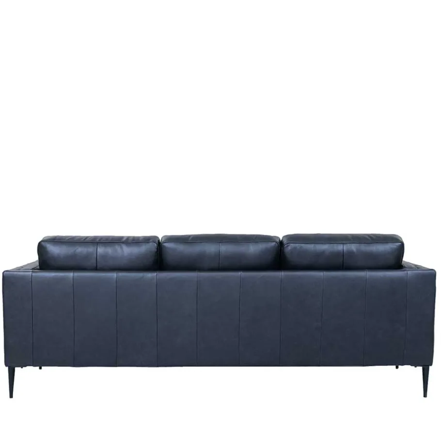 Sale Wohnen Retro Design Ledercouch in Schwarz - Griffina