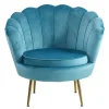 Best Wohnen Retro Design Muschelsessel in Blau Samt - Desancto