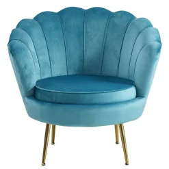 Best Wohnen Retro Design Muschelsessel in Blau Samt - Desancto
