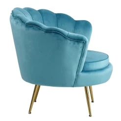 Best Wohnen Retro Design Muschelsessel in Blau Samt - Desancto