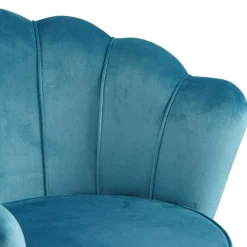Best Wohnen Retro Design Muschelsessel in Blau Samt - Desancto
