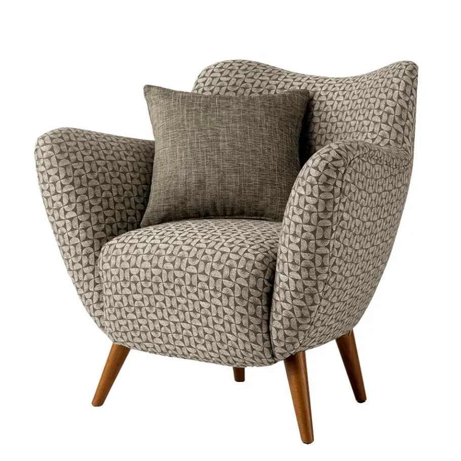 Best Wohnen Retro Designsessel in Beige und Braun gemustert - Regiovs