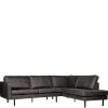 Best Wohnen Retro Ecksofa Rundecke in Schwarz - Avonita
