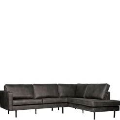 Best Wohnen Retro Ecksofa Rundecke in Schwarz - Avonita