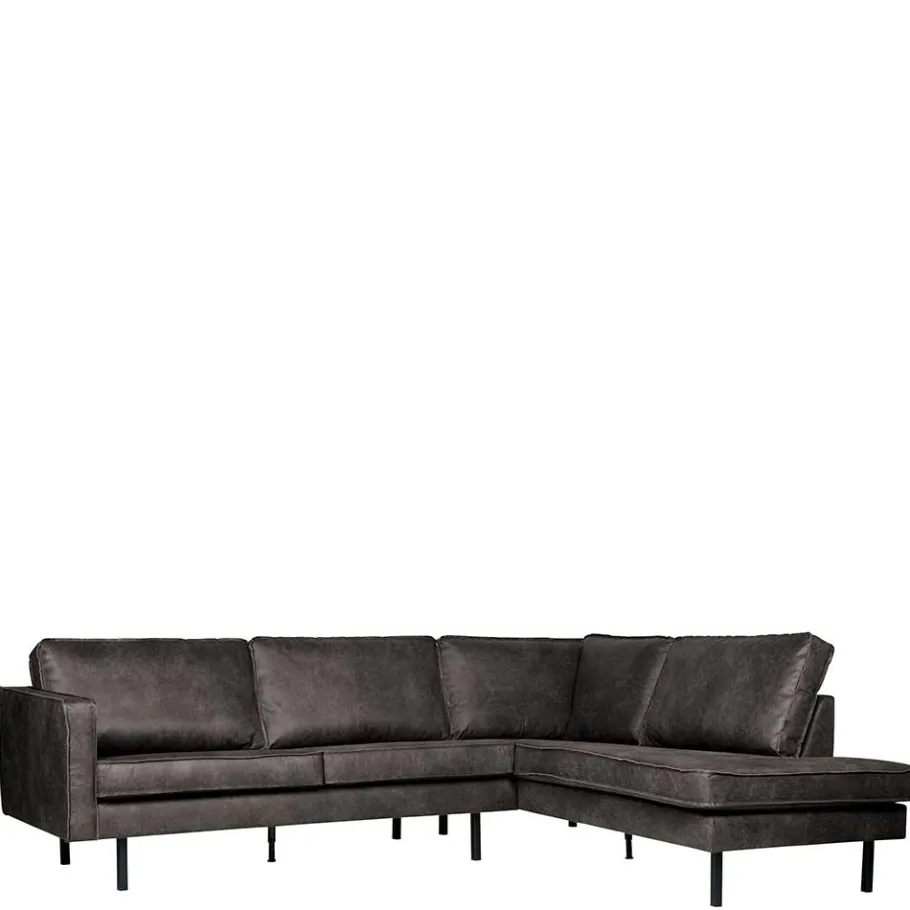 Best Wohnen Retro Ecksofa Rundecke in Schwarz - Avonita