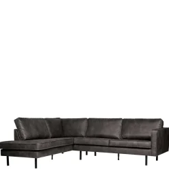 Best Wohnen Retro Ecksofa Rundecke in Schwarz - Avonita