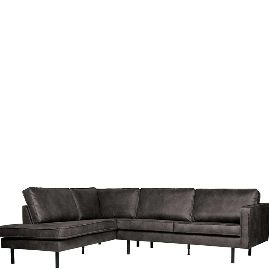 Best Wohnen Retro Ecksofa Rundecke in Schwarz - Avonita