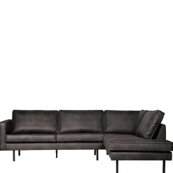 Best Wohnen Retro Ecksofa Rundecke in Schwarz - Avonita