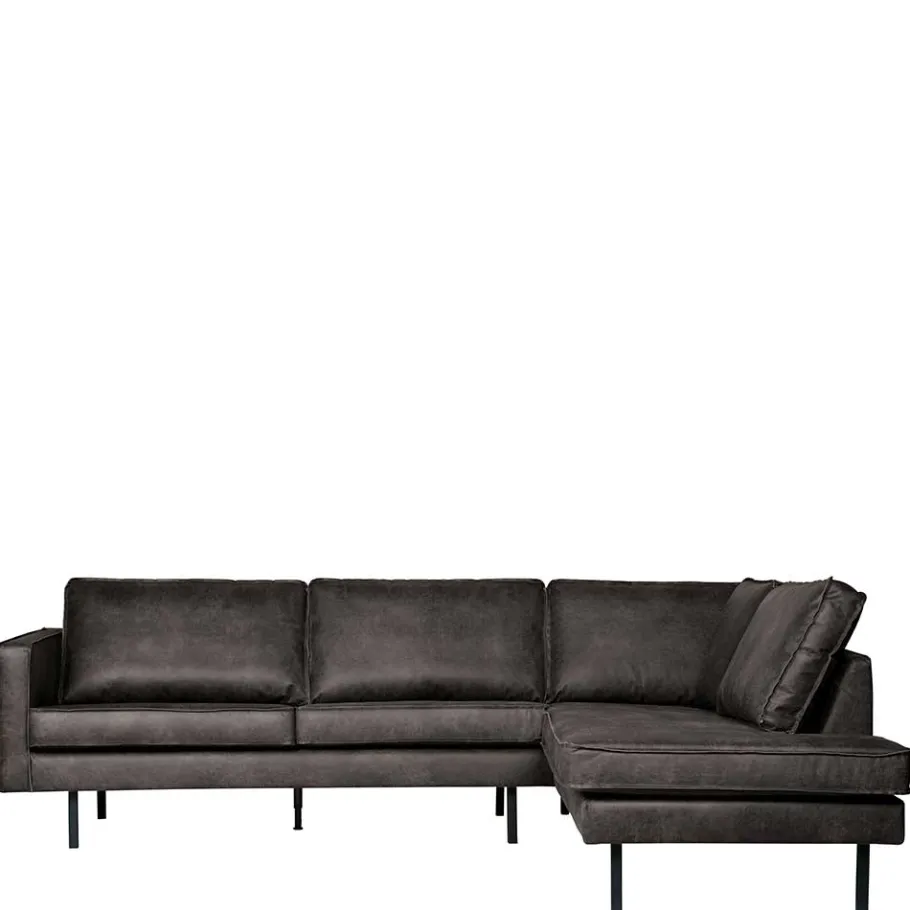 Best Wohnen Retro Ecksofa Rundecke in Schwarz - Avonita