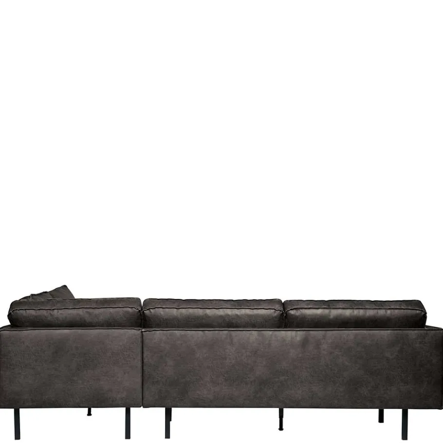 Best Wohnen Retro Ecksofa Rundecke in Schwarz - Avonita