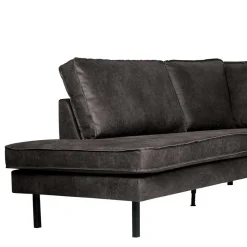 Best Wohnen Retro Ecksofa Rundecke in Schwarz - Avonita