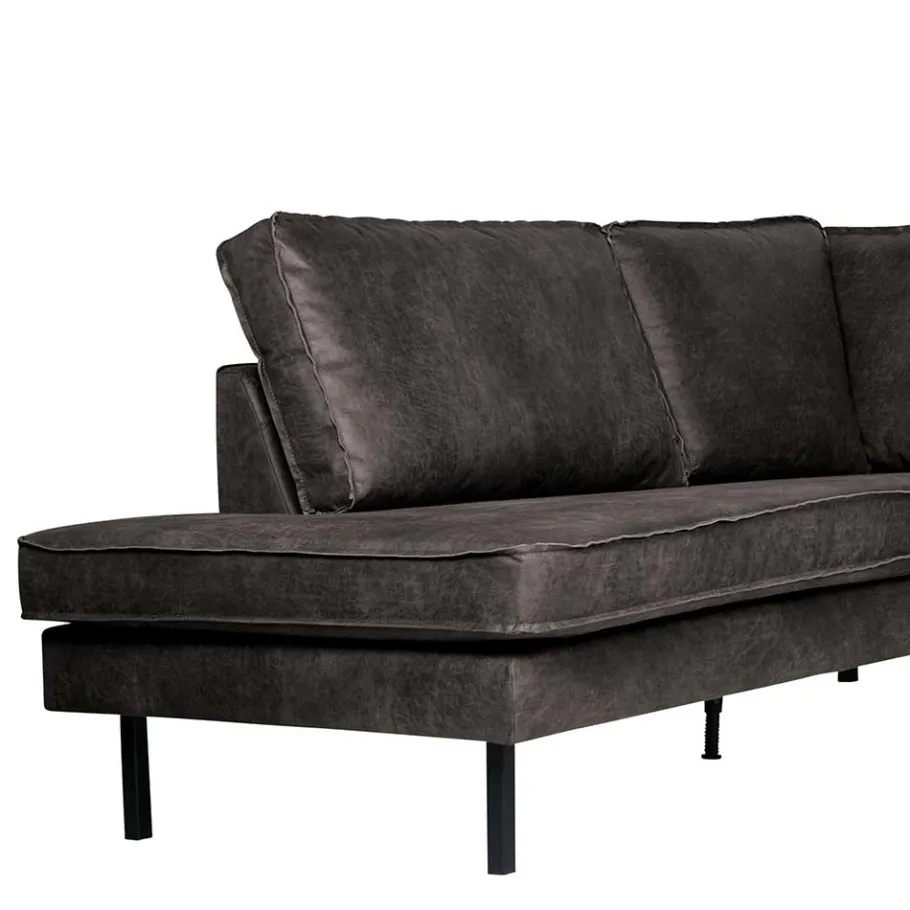 Best Wohnen Retro Ecksofa Rundecke in Schwarz - Avonita
