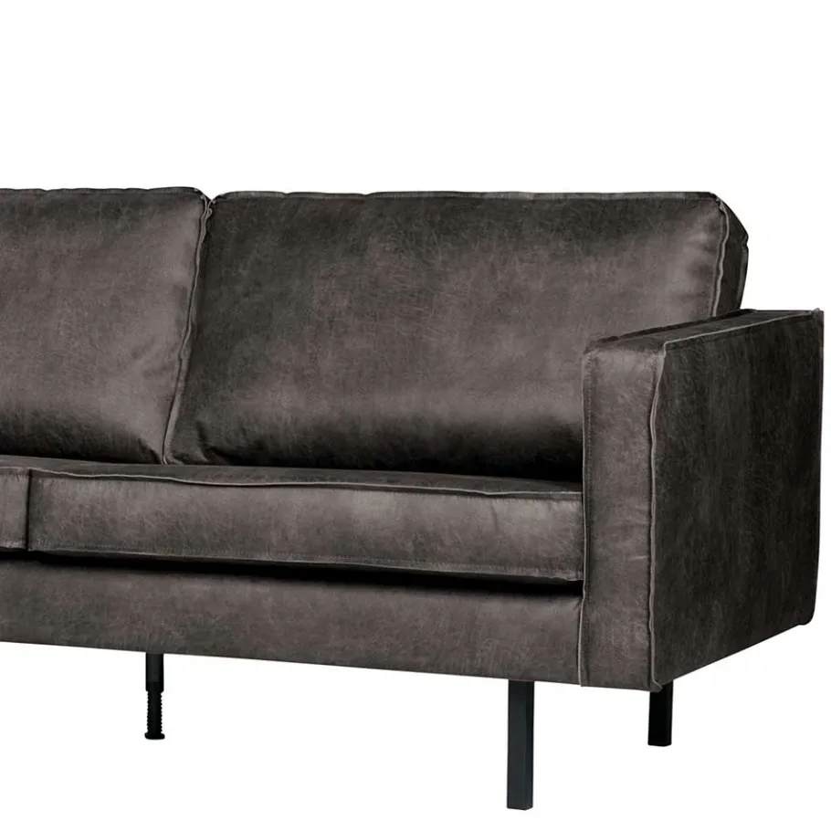 Best Wohnen Retro Ecksofa Rundecke in Schwarz - Avonita