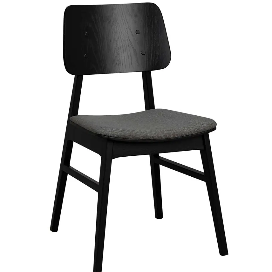 Clearance Wohnen Retro Eichenstuhl in Schwarz - Tresrin (2er Set)