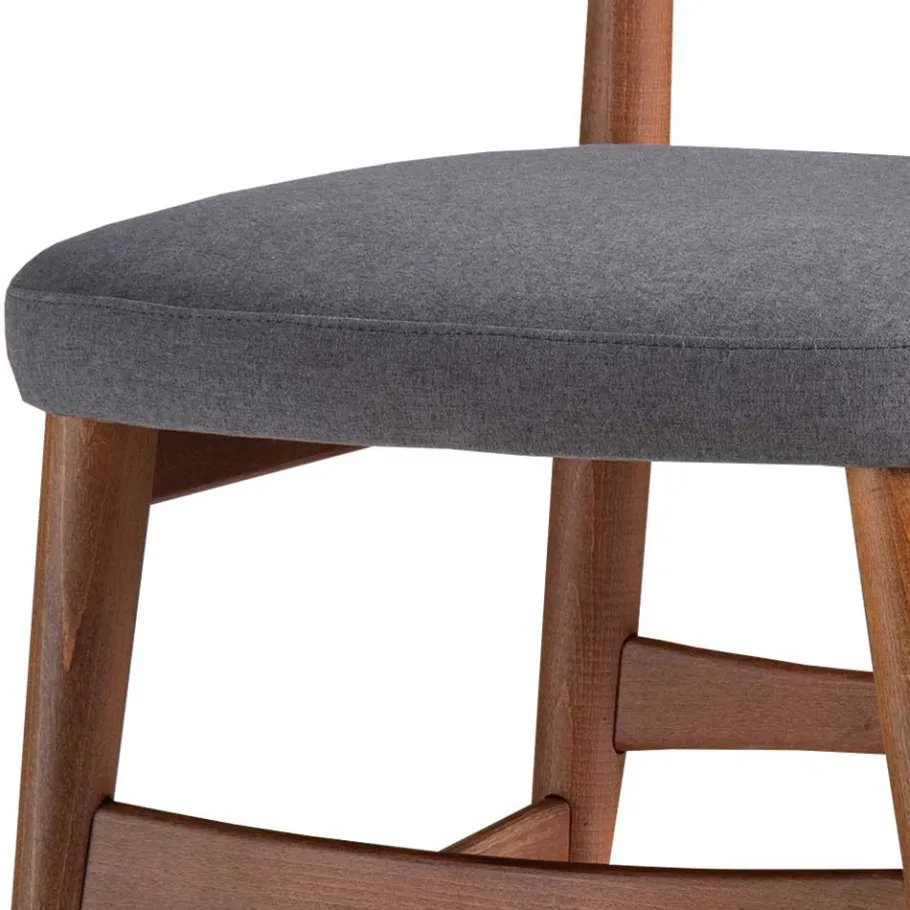 Clearance Wohnen Retro Esstischstuhl in Nussbaum Braun & Grau - Translato