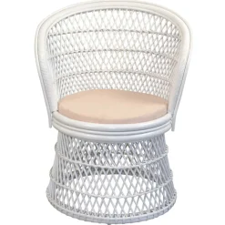 New Wohnen Retro Geflechtsessel aus Rattan in Weiß - Marcello
