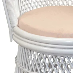 New Wohnen Retro Geflechtsessel aus Rattan in Weiß - Marcello
