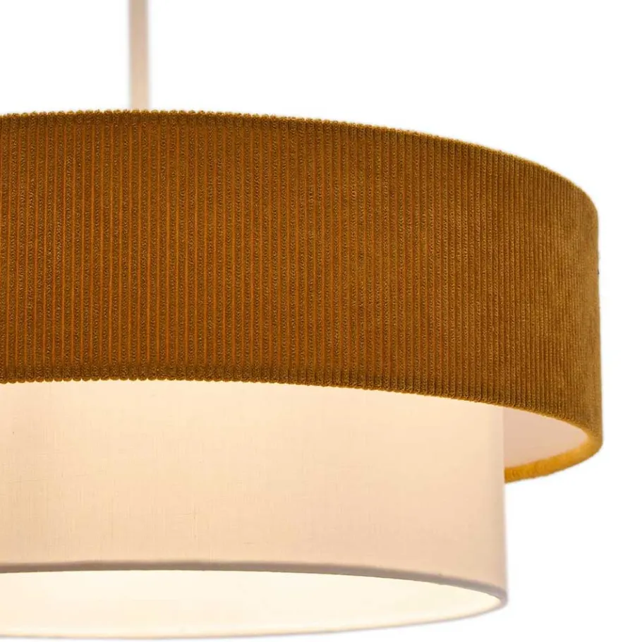 Clearance Wohnen Retro Hängeleuchte in Senfgelb Cord - Dunedin