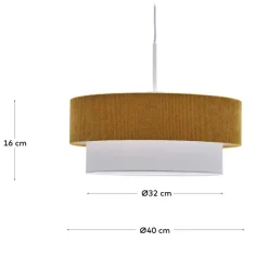 Clearance Wohnen Retro Hängeleuchte in Senfgelb Cord - Dunedin