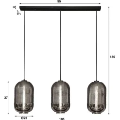 Wohnen Retro Hängeleuchte mit Glas Schirmen in Chrom - Tornado