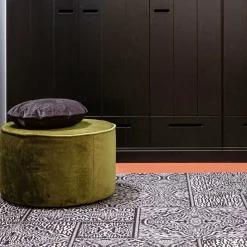 Online Wohnen Retro Hocker in Khaki Grün Samt - Vergoma