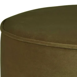 Online Wohnen Retro Hocker in Khaki Grün Samt - Vergoma