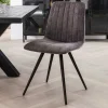 Outlet Wohnen Retro Küchenstühle in Grau Samt - Valjita (4er Set)