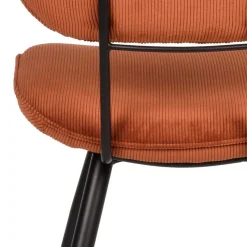 Hot Wohnen Retro Küchenstuhl in Rost Braun Cord-Bezug - Candeloco (2er Set)