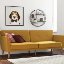 New Wohnen Retro Klappcouch in Senfgelb und Natur - Fiby