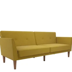 New Wohnen Retro Klappcouch in Senfgelb und Natur - Fiby