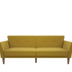 New Wohnen Retro Klappcouch in Senfgelb und Natur - Fiby