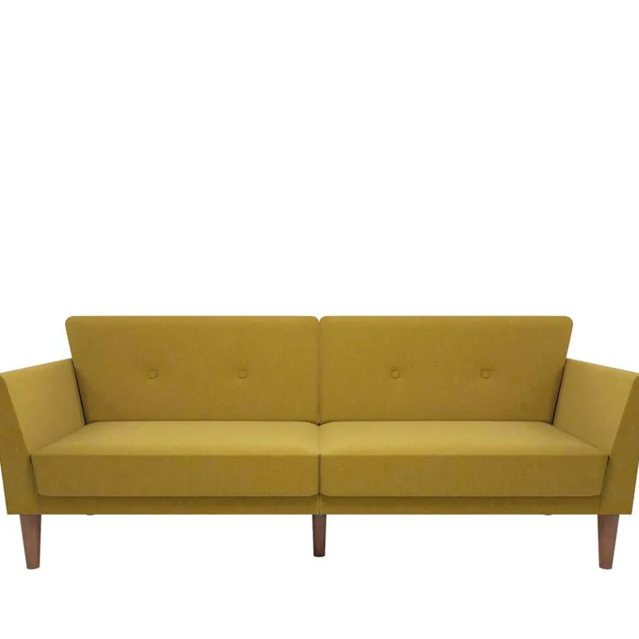 New Wohnen Retro Klappcouch in Senfgelb und Natur - Fiby